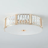 Contemporary Drum Crystal Flush Mount Lamp - 6/8 Bulbs Clear Rectangular-Cut Crystals 19.5/23.5 Wide