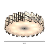 Crystal Embedded Drum Flush Mount Light - Contemporary Design 6/8 Heads 19.5/23.5 Width