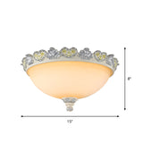 Classic Flush Mount Fixture: 3-Bulb 15/19 Wide Frosted Glass Ceiling Light With Blossom Edge -