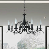 Vintage Style Black Metallic Hanging Lamp - Flameless Candle Chandelier Lighting 3/5 Heads Ideal For
