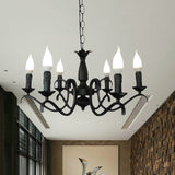 Vintage Style Black Metallic Hanging Lamp - Flameless Candle Chandelier Lighting 3/5 Heads Ideal For