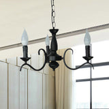 Vintage Style Black Metallic Hanging Lamp - Flameless Candle Chandelier Lighting 3/5 Heads Ideal For