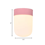 Modernist Metal & Frosted Glass Flush Mount Light - Pink/Gray Ceiling Lighting