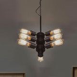 Vintage Black Finish Metal Chandelier With Hanging Rod - 3/4/5 Lights Perfect For Bars