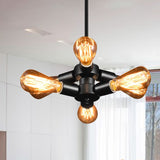 Vintage Black Finish Metal Chandelier With Hanging Rod - 3/4/5 Lights Perfect For Bars