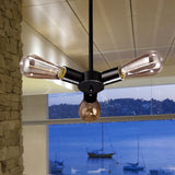 Vintage Black Finish Metal Chandelier With Hanging Rod - 3/4/5 Lights Perfect For Bars