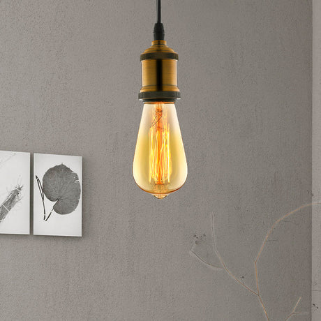 Vintage Style Metal Mini Pendant Light For Restaurants - Adjustable Brass Cord 1 Head Fixture