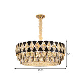 Modern Crystal 12-Head Black Chandelier Pendant Light Kit For Living Rooms