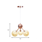 Vintage Copper Ceiling Chandelier With Glass Orb Shades - 3/9/12 Lights Branch Design Sizes