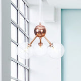 Vintage Copper Ceiling Chandelier With Glass Orb Shades - 3/9/12 Lights Branch Design Sizes