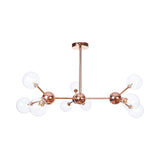 Vintage Copper Ceiling Chandelier With Glass Orb Shades - 3/9/12 Lights Branch Design Sizes