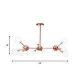 Vintage Copper Ceiling Chandelier With Glass Orb Shades - 3/9/12 Lights Branch Design Sizes