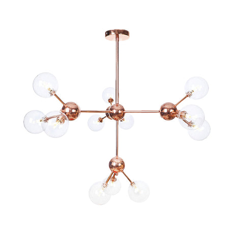 Vintage Copper Ceiling Chandelier With Glass Orb Shades - 3/9/12 Lights Branch Design Sizes