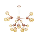 Vintage Copper Ceiling Chandelier With Glass Orb Shades - 3/9/12 Lights Branch Design Sizes