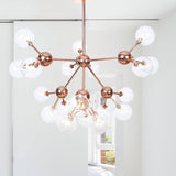 Vintage Copper Ceiling Chandelier With Glass Orb Shades - 3/9/12 Lights Branch Design Sizes