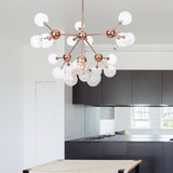 Vintage Copper Ceiling Chandelier With Glass Orb Shades - 3/9/12 Lights Branch Design Sizes