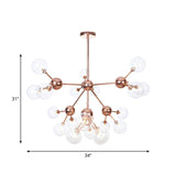 Vintage Copper Ceiling Chandelier With Glass Orb Shades - 3/9/12 Lights Branch Design Sizes