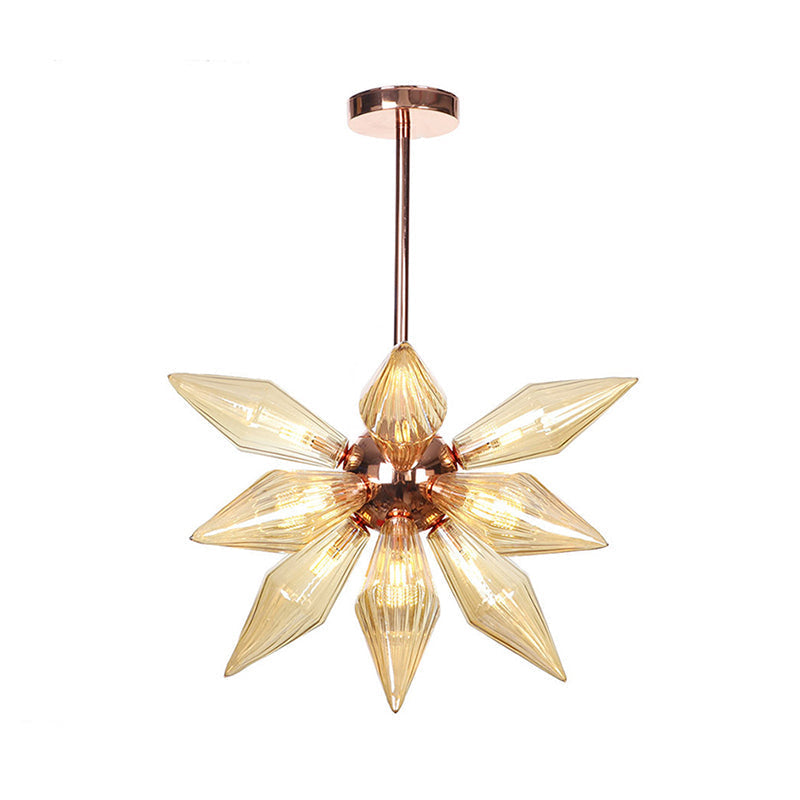 Sputnik Clear/Amber Glass Chandelier - Brass/Copper Finish 9/12/15 Bulbs Living Room Lighting