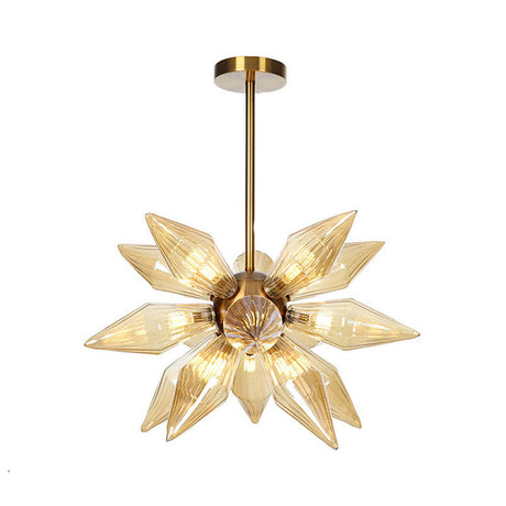 Sputnik Clear/Amber Glass Chandelier - Brass/Copper Finish 9/12/15 Bulbs Living Room Lighting
