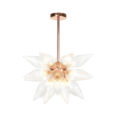 Sputnik Clear/Amber Glass Chandelier - Brass/Copper Finish 9/12/15 Bulbs Living Room Lighting