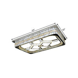 Modern Rectangular Parlor Ceiling Lamp With Clear Crystal Blocks And Stainless-Steel Flush Light