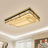 Modern White Led Ceiling Flush Mount Light With Clear Beveled Crystal Blocks