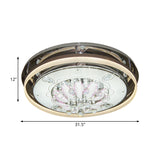 Modern Drum Led Flush Ceiling Light With Clear Crystal Draping - 23.5/31.5 Wide Stainless-Steel