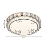 Modern Led Stainless-Steel Flushmount Light Fixture With Clear Faceted Crystal Blocks And