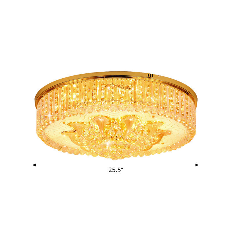 Modern Gold Flush Mount Ceiling Light With Crystal Stands