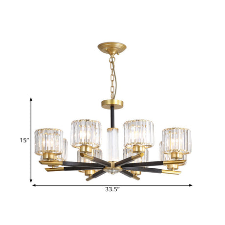 Clear Crystal Pendant Hanging Chandelier With Radial Design - Modern 8/10 Bulbs For Drawing Room