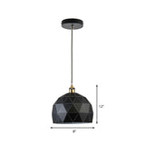 Modern Metal Hanging Lamp: 1-Light Domed Suspension Light With Folded Design In Black/White For