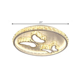 Contemporary Led White Ceiling Mount Fixture With Butterfly/Loving Heart Clear Crystal Blocks