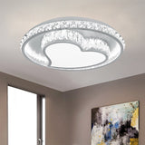 Contemporary Led White Ceiling Mount Fixture With Butterfly/Loving Heart Clear Crystal Blocks /