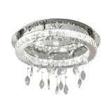 Led Ring Semi Flush Contemporary Stainless-Steel Ceiling Mount With Clear Rectangular-Cut Crystals