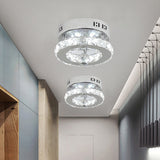 Modern Stainless-Steel Semi Flush Led Lighting Fixture With White/Warm Light And Clear Beveled