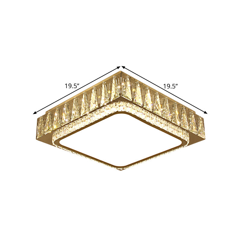 Modern Led Crystal Ceiling Light With Stainless Steel Finish