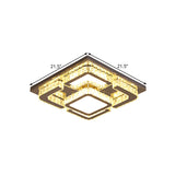 Modern Led Crystal Semi Flush Ceiling Light - Square Shape With Rectangular-Cut Crystals Stainless