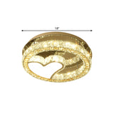 Modern Led Heart Design Ceiling Lamp With Clear Crystal Blocks And Stainless-Steel Finish - 18/19.5