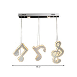 Stainless-Steel Led Swag Pendant Light With Clear Beveled Crystals And Musical Note Design