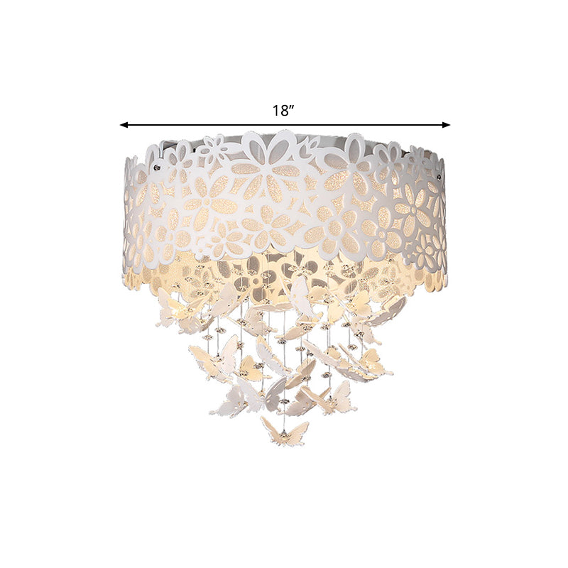 Contemporary White Led Indoor Flush Mount Ceiling Light With Butterfly Shade - 4/8 - Light