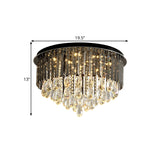 Modern Crystal Drip Flush Mount Light With Conical Design - Black 6/10 Heads Ceiling Lighting