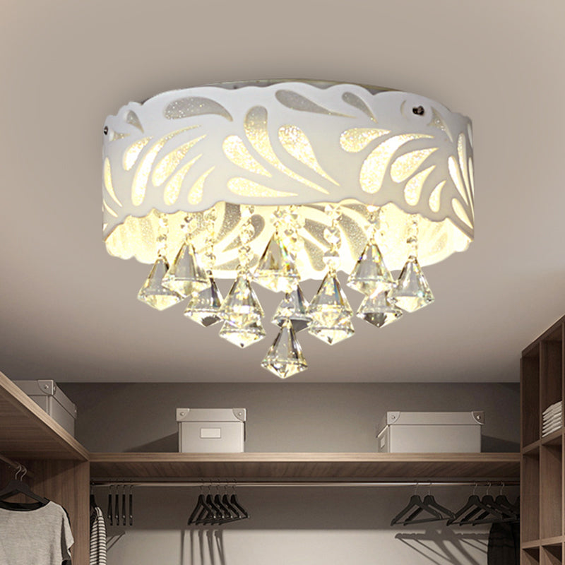 Modern Clear Crystal Flushmount Ceiling Light Fixture - 18/23.5/12.5 Width 8/12-Bulb/Led With Drum