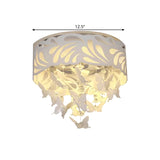 Contemporary Crystal Drop Led Flush Light - White 8/12 Heads 18/23.5/12.5 Wide