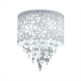 Contemporary Crystal Ceiling Light - 4-Light White Flush Mount For Bedroom