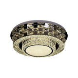 Contemporary Crystal Led Ceiling Light Fixture - Chrome Round/Square Flush-Mount