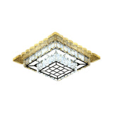Modern Round/Square Crystal Led Chrome Flush Mount Ceiling Light Fixture For Balcony