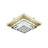 Modern Round/Square Crystal Led Chrome Flush Mount Ceiling Light Fixture For Balcony