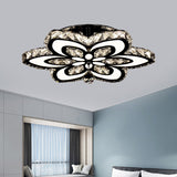 Modern Led Floral Crystal Ceiling Light For Bedroom - Clear/Amber Semi Flush Mount Clear