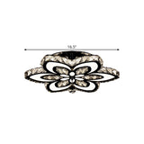 Modern Led Floral Crystal Ceiling Light For Bedroom - Clear/Amber Semi Flush Mount