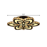 Modern Led Floral Crystal Ceiling Light For Bedroom - Clear/Amber Semi Flush Mount